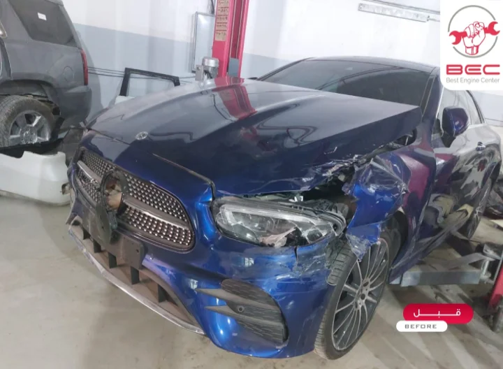 قبل إصلاح صدمة مرسيدس في الواجهة الأمامية بالرياض